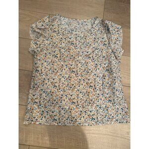 Floral Print Ruffle Sleeve Blouse S By Emery Rose new